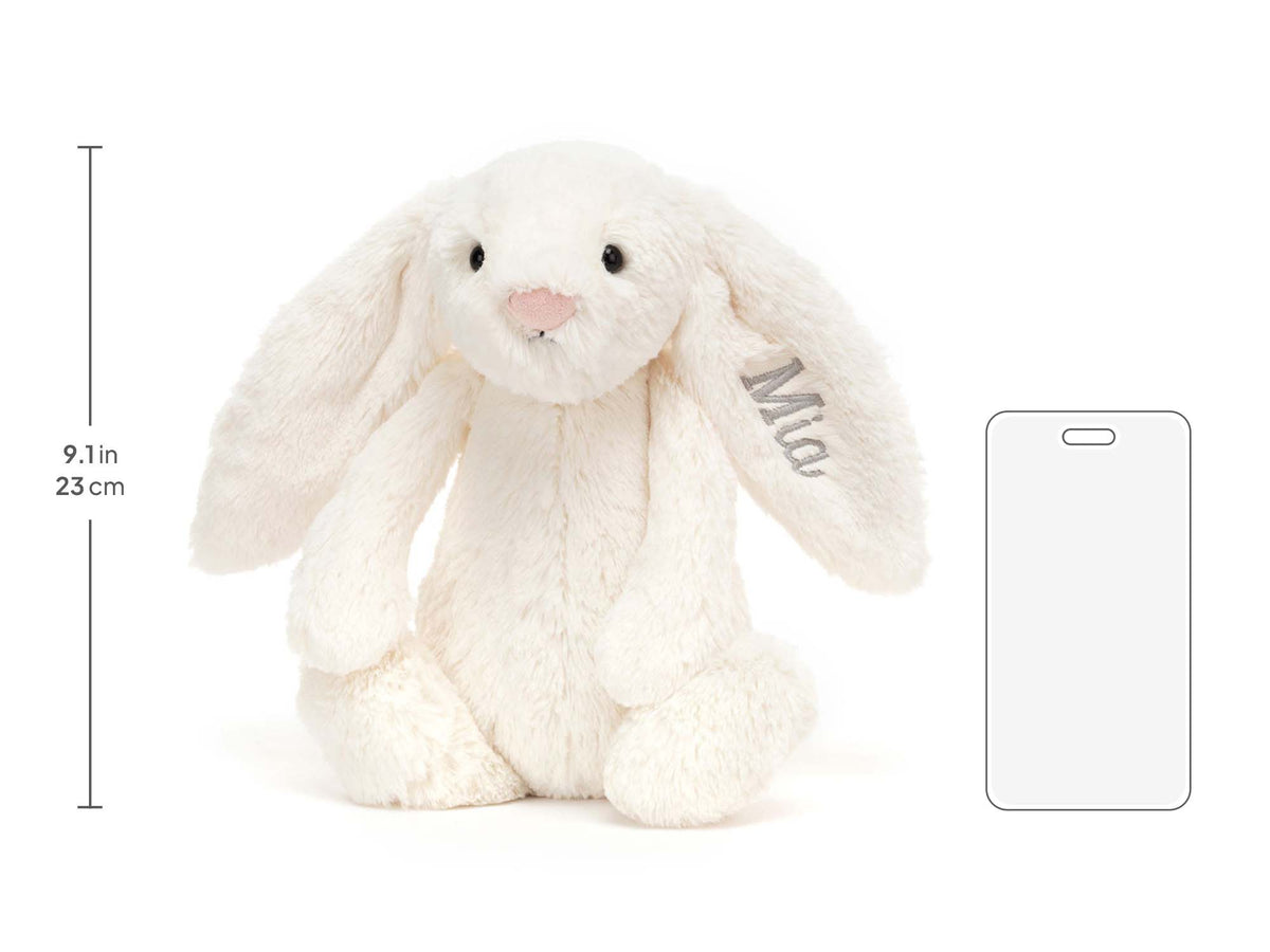 Personalized Bashful Cream Bunny Medium, size chart